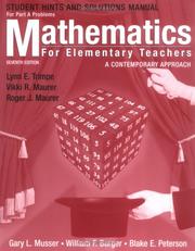 Front cover of Mathematics for Elementary Teachers, Hints and Solutions Manual for Part A Problems by Gary L. Musser
