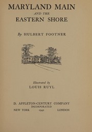 Front cover of Maryland Main and the Eastern Shore by Hulbert Footner