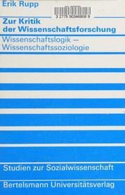 Front cover of Zur Kritik der Wissenschaftsforschung by Erik Rupp