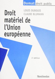 Cover of Droit matériel de l'Union européenne by Louis Dubouis