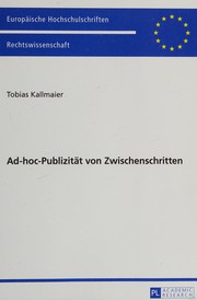 Front cover of Ad-Hoc-Publizitaet Von Zwischenschritten by Tobias Kallmaier