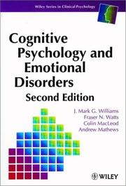 Front cover of Cognitive psychology and emotional disorders by J. Mark G. Williams
