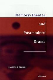 Front cover of Memory-theater and postmodern drama by Jeanette R. Malkin