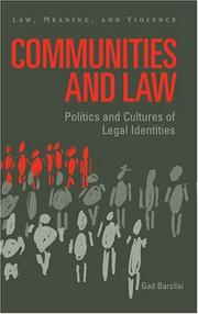 Front cover of Communities and Law by Gad Barzilai