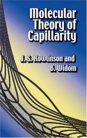 Front cover of Molecular theory of capillarity by John Shipley Rowlinson