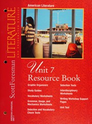 Front cover of Scott Foresman Literature and Integrated Studies, American Literature, Unit 6 Resource Book (Graphic organizers, study guides, vocabulary worksheets; grammar, usage, and mechanics worksheets; selection and vocabulary check tests; selection tests; interdisciplinary worksheets; writing workshop support pages; unit tests) by Scott Foresman