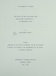 Front cover of The effects of open- and closed- book examinations in mathematics by Shirleyanne Michaels
