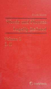 Cover of Words and phrases legally defined by David Hay