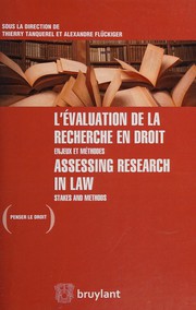 Front cover of L'évaluation de la recherche en droit by Thierry Tanquerel