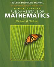 Front cover of Student Solutions Manual for Van Dyke/Rogers/Adam's Fundamentals of Mathematics, 9th by James Van Dyke