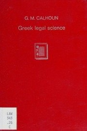 Front cover of Introduction to Greek legal science by George Miller Calhoun