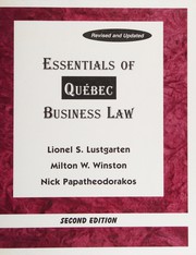 Front cover of Essentials of Québec business law by Lionel S. Lustgarten