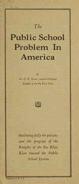 Front cover of The public school problem in America by H. W. Evans