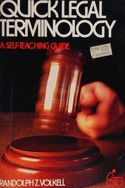 Front cover of Quick legal terminology by Randolph Z. Volkell