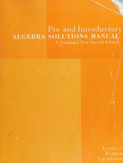 Front cover of Introduction to Pre Algebra Student Solutions Manual by Richard N. Aufmann