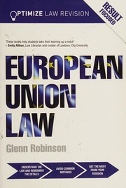 Cover of Optimize European Union Law by Glenn Robinson