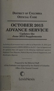 Cover of District of Columbia official code by District of Columbia