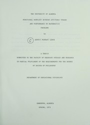 Front cover of Functional homology between attitudes toward and performance on mathematics problems by Adonis Fednant Labor
