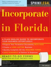 Cover of Incorporate in Florida by Mark Warda