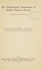 Front cover of The metaphysical foundations of modern physical science by Edwin A. Burtt
