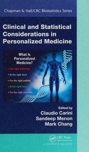 Front cover of Clinical and statistical considerations in personalized medicine by Claudio Carini
