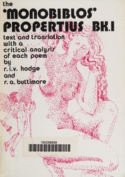 Front cover of The ' Monobiblios' [i.e. Monobiblos] of Propertius by Sextus Propertius