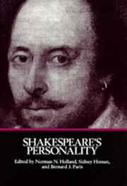 Front cover of Shakespeare's personality by Norman N. Holland
