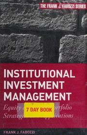 Front cover of Institutional Investment Management by Frank J. Fabozzi