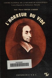 Front cover of L' Horreur du vide by Jean Pierre Fanton d'Andon