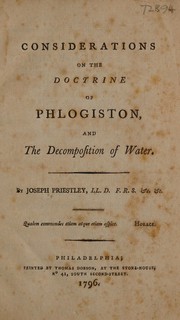 Front cover of Considerations on the doctrine of phlogiston by Joseph Priestley