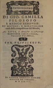 Front cover of Enthosiasmo di Gio. Camilla, filosofo e medico Genovese by Giovanni Camilla