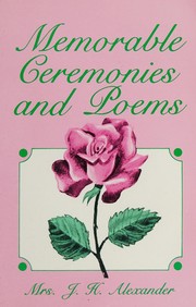 Front cover of Memorable ceremonies and poems by Alexander, J. H.