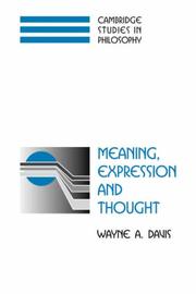 Front cover of Meaning, Expression and Thought (Cambridge Studies in Philosophy) by Wayne A. Davis