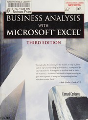 Cover of Business analysis with Microsoft Excel by Conrad George Carlberg