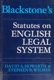Front cover of Blackstone's statutes on English legal system by David A. Howarth