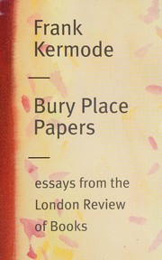Cover of Bury place papers by Frank Kermode