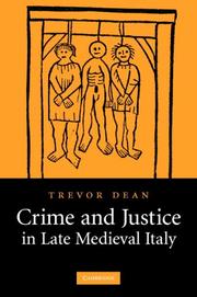 Front cover of Crime and Justice in Late Medieval Italy by Trevor Dean