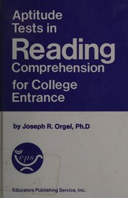 Front cover of Aptitude tests in reading comprehension for college entrance by Joseph Randolph Orgel