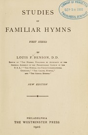 Front cover of Studies of familiar hymns by Louis F. Benson