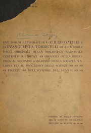 Front cover of Due insigni autografi di Galileo Galilei e di Evangelista Torricelli by Galileo Galilei