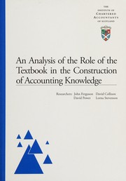 Front cover of An analysis of the role of the textbook in the construction of accounting knowledge by Ferguson, John Ph. D.