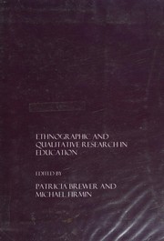 Front cover of Ethnographic and qualitative research in education by Patricia R. Brewer