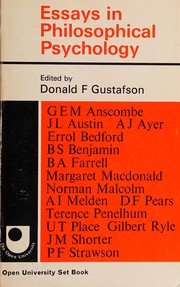 Front cover of Essays in philosophical psychology by Donald F. Gustafson