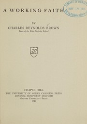 Front cover of A working faith by Charles Reynolds Brown