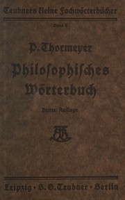 Cover of Philosophisches Wörterbuch by Paul Thormeÿer