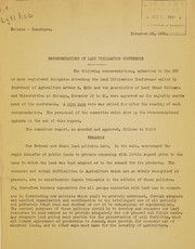 Cover of Recommendations of land utilization conference. November 23, 1931 by United States. Department of Agriculture. National Agricultural Library.