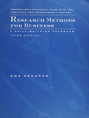 Front cover of Instructor's resource guide with test questions and transparency masters to accompany Research methods for business, a skill-building approach, third edition by Uma Sekaran