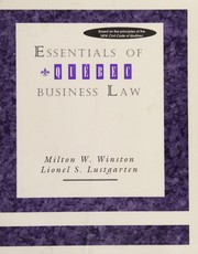 Front cover of Essentials of Quebec business law by Milton W. Winston