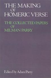 Cover of The making of Homeric verse by Milman Parry
