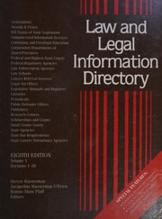 Cover of Law and Legal Information Directory (Law & Legal Information Directory) by Steven Wasserman